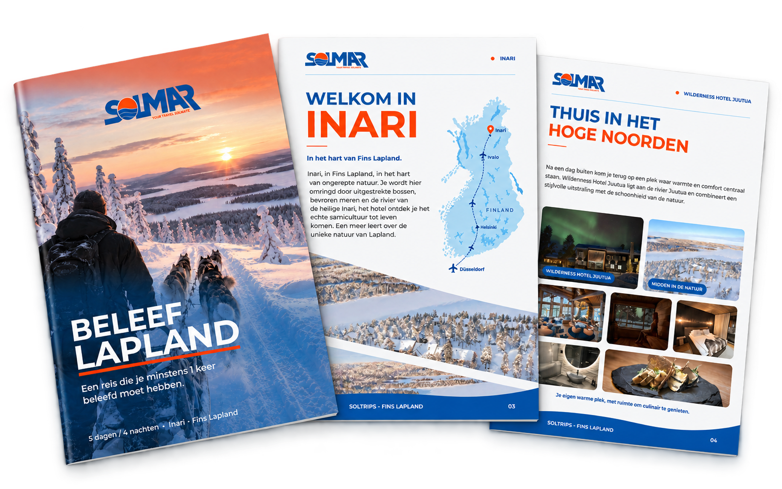 Het ebook Beleef Lapland met de cover en een kijkje in de pagina’s over Inari en Hotel Juutua